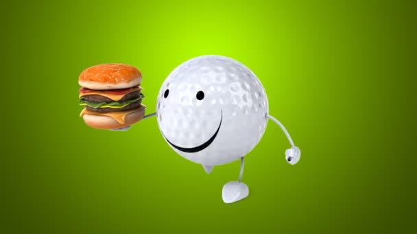 Spaß Cartoon Golfball — Stockvideo