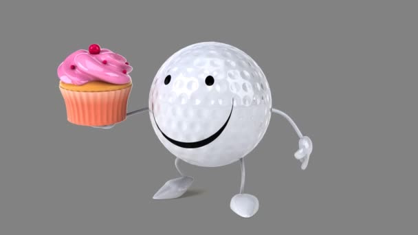 Leuke cartoon golfbal — Stockvideo