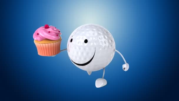 Zábavné kreslené golfový míček — Stock video
