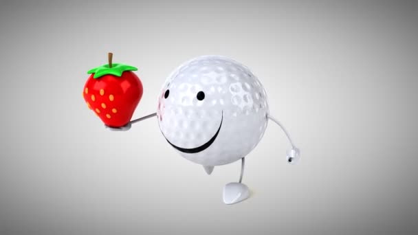 Fun cartoon golf ball — Stock Video