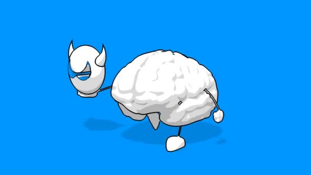 Leuke cartoon hersenen — Stockvideo