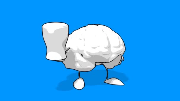 Fun cartoon brain — Stock Video