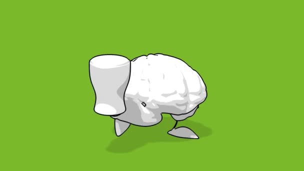 Spaß Cartoon Gehirn — Stockvideo