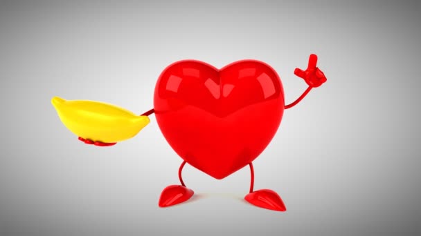 Карикатурно-красное сердце — стоковое видео
