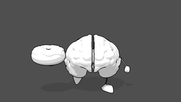 Black and white cartoon brain — Stock Video