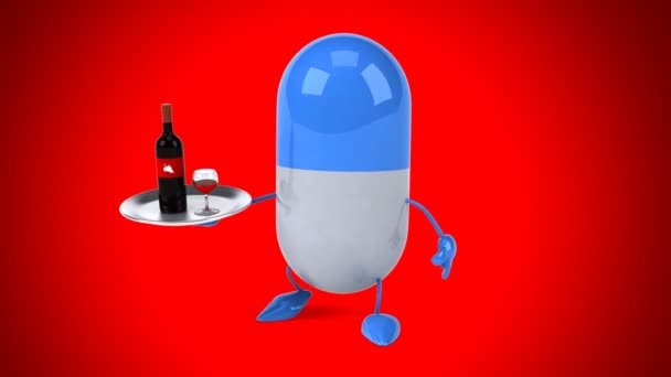 Fun cartoon pill — Stock Video