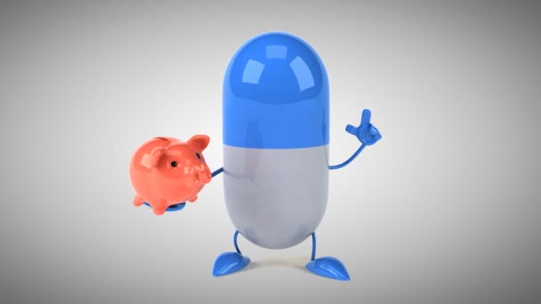 Diversión píldora de dibujos animados — Vídeo de stock