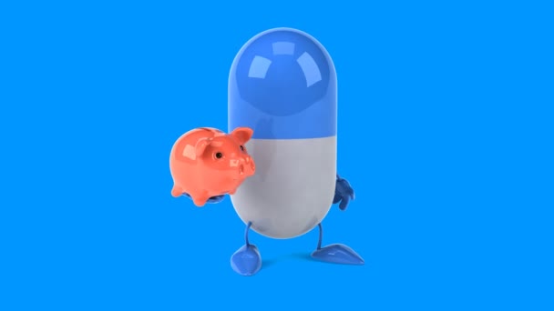 Fun cartoon pill — Stock Video
