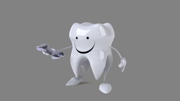 Fun cartoon tooth — Stock Video