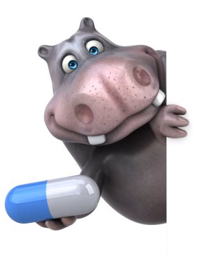 Eğlenceli çizgi film su aygırı