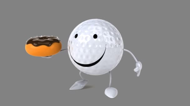 Divertida pelota de golf de dibujos animados — Vídeos de Stock