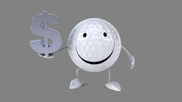 有趣的卡通高尔夫球球 — 图库视频影像