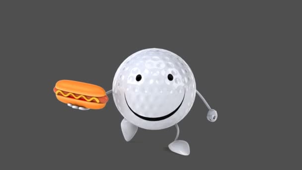 Spaß Cartoon Golfball — Stockvideo