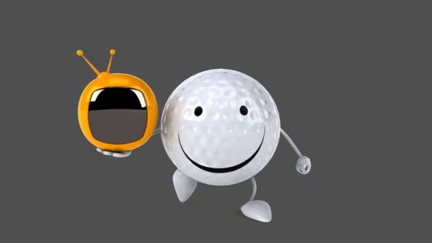 Веселий мультяшний м'яч для гольфу — стокове відео