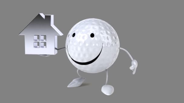 Leuke cartoon golfbal — Stockvideo