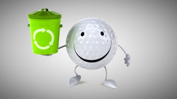 Divertida bola de golfe desenhos animados — Vídeo de Stock