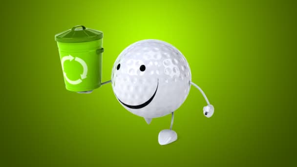 Divertente pallina da golf cartone animato — Video Stock