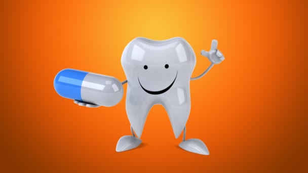 Fun cartoon tooth — Stock Video