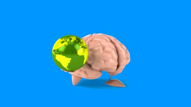 Fun cartoon brain — Stock Video