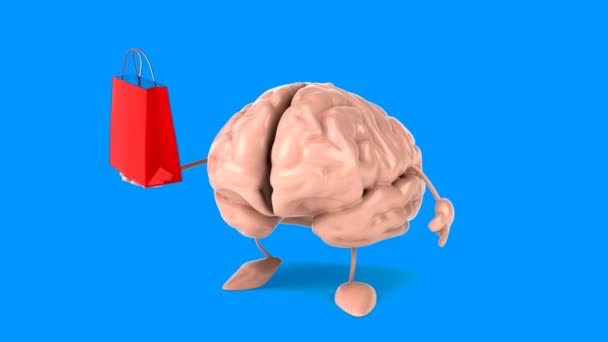 Fun cartoon brain — Stock Video