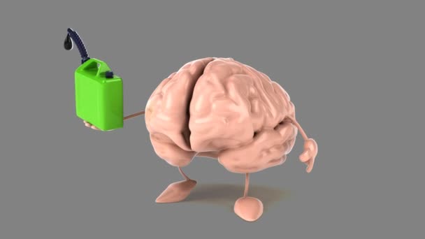 Divertido cerebro de dibujos animados — Vídeo de stock