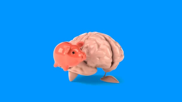 Fun cartoon brain — Stock Video