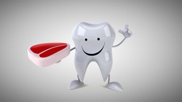 Fun cartoon tooth — Stock Video