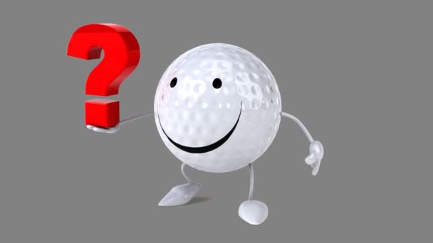 Divertida pelota de golf de dibujos animados — Vídeos de Stock