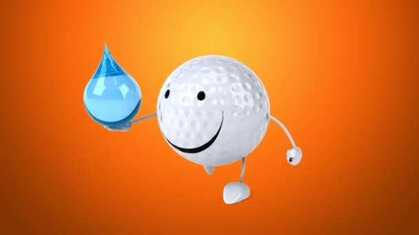 Divertida bola de golfe desenhos animados — Vídeo de Stock