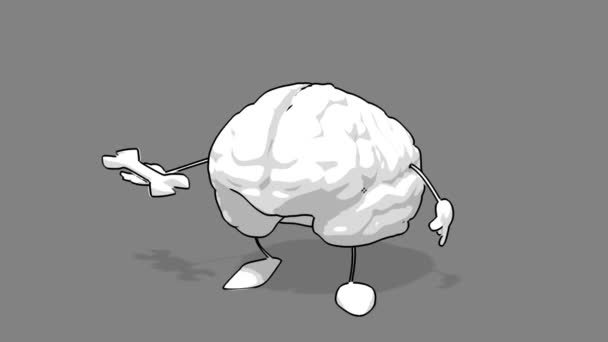 Fun cartoon brain — Stock Video