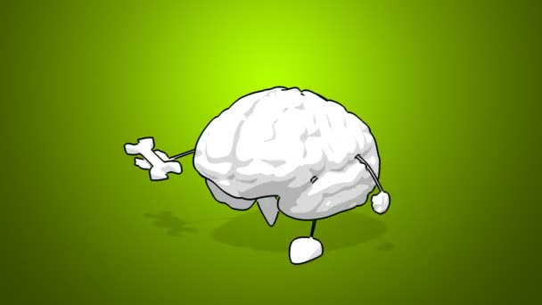 Fun cartoon brain — Stock Video