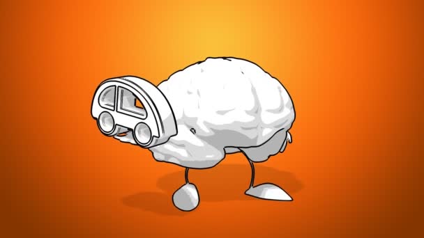 Divertente cervello cartone animato — Video Stock