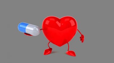 karikatür kırmızı kalp eğlenceli