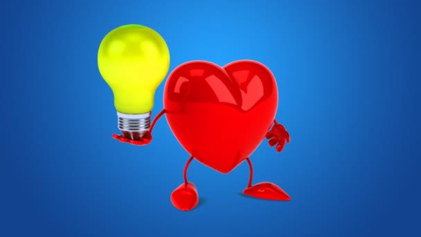 Divertido desenho animado coração vermelho — Vídeo de Stock
