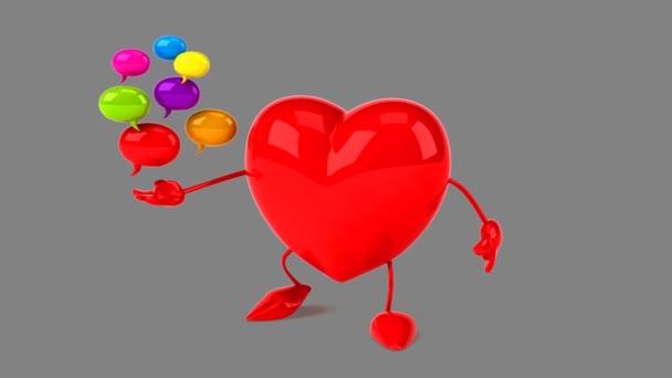 Dibujos animados divertido corazón rojo — Vídeos de Stock