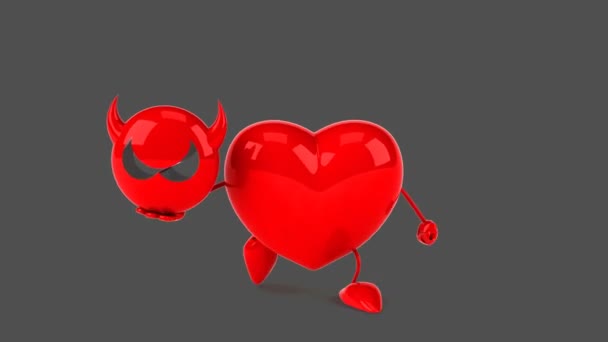 Dibujos animados divertido corazón rojo — Vídeo de stock