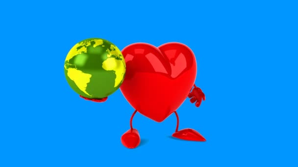 Karikatür kırmızı kalp eğlenceli — Stok video