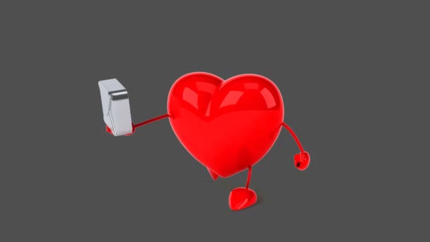 Веселый мультфильм "Красное сердце" — стоковое видео