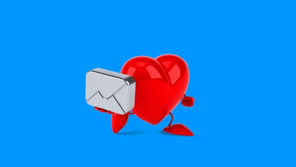 Fun cartoon red heart — Stock Video