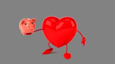 karikatür kırmızı kalp eğlenceli