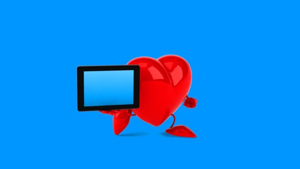 Divertido desenho animado coração vermelho — Vídeo de Stock