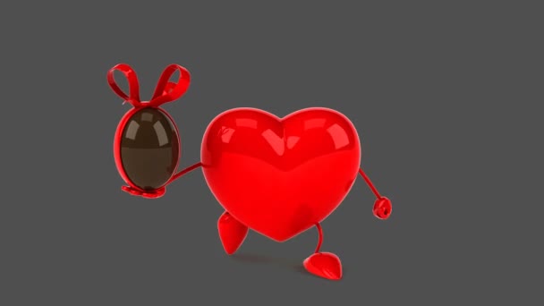 Divertente cartone animato cuore rosso — Video Stock