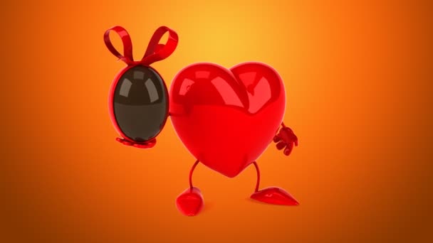 Divertente cartone animato cuore rosso — Video Stock