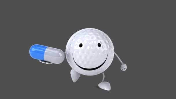 Leuke cartoon golfbal — Stockvideo