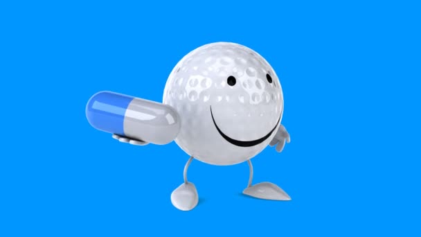 Divertida pelota de golf de dibujos animados — Vídeo de stock
