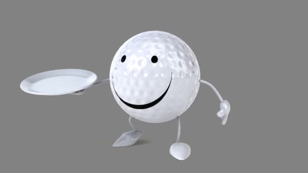 Fun cartoon golf ball — Stock Video