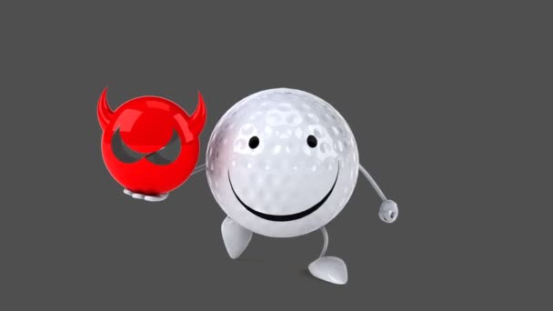 Divertida bola de golfe desenhos animados — Vídeo de Stock