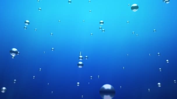 Bubbels in blauw water — Stockvideo