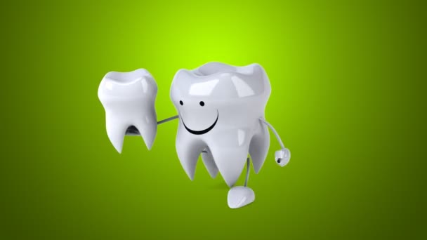 Fun cartoon tooth — Stock Video