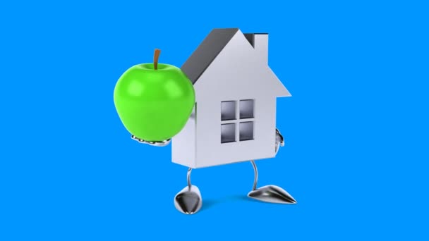 Grünes Cartoon-Haus mit Apfel — Stockvideo © julos #69905091